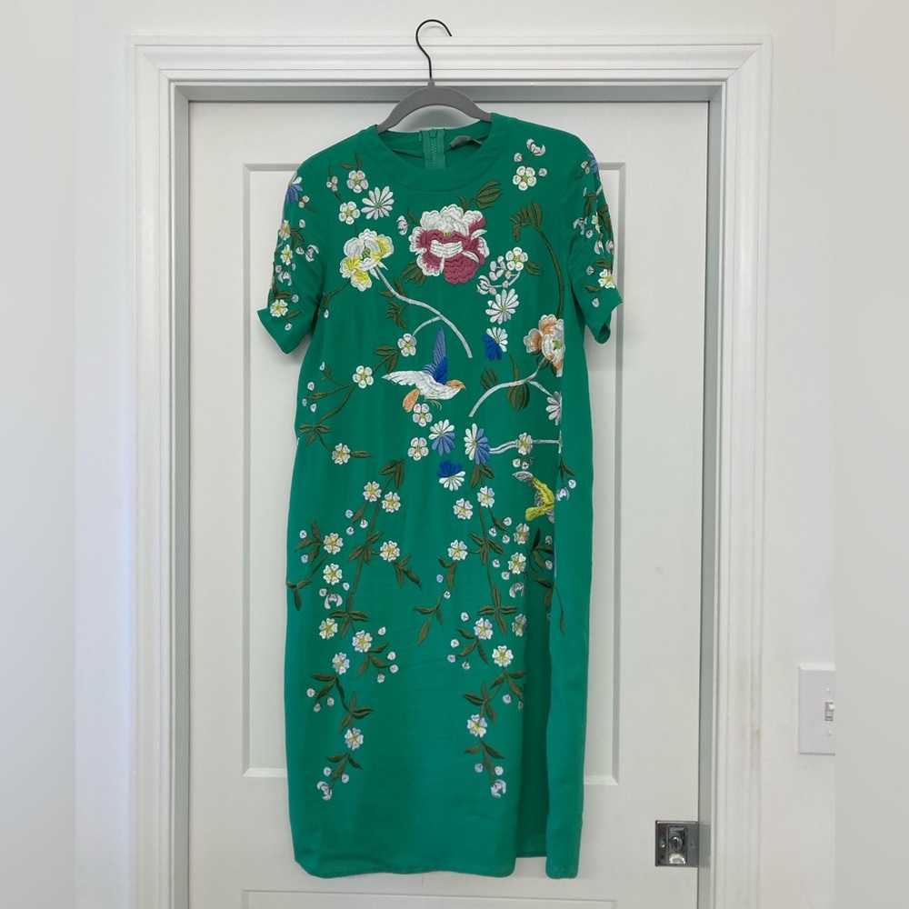 ASOS Maternity Green Floral Embroidered Midi Dress